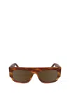 Victoria Beckham V Plaque 55mm Modified Rectangular Sunglasses In Striped Blonde Havana