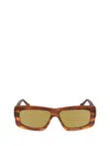 Victoria Beckham Chain 55mm Rectangular Sunglasses In Striped Blonde Havana
