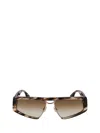 Victoria Beckham Classic Logo 57mm Gradient Modified Rectangular Sunglasses In Striped Khaki