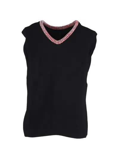 Pre-owned Victoria Beckham Surfer-print V-neck Tank Top In Black