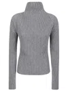 Victoria Beckham Draped Wool Blend Turtleneck Sweater In Gray