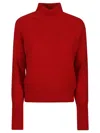 Victoria Beckham Wool Double Layer Top With Sheer Underlay In Red