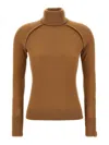 Victoria Beckham Wool Turtleneck Sweater In Sand