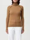 Victoria Beckham Wool Turtleneck Sweater In Brown