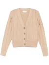 Victoria Beckham Wide-ribbed Cardigan In Beige