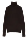 Victoria Beckham Fitted Silhouette Wool Turtleneck Sweater In Brown