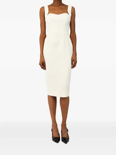 Pre-owned Victoria Beckham Sweetheart Neckline Midi Dress In Neutrals