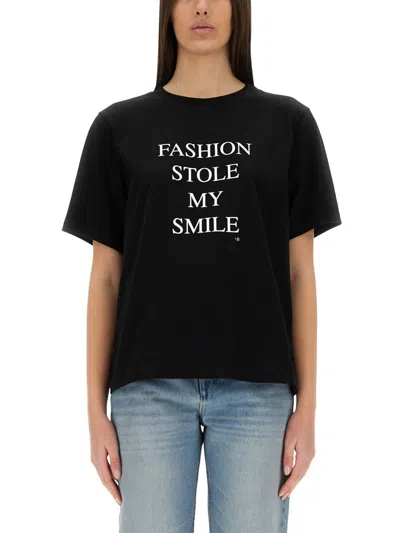 Victoria Beckham Slogan Printed Organic Cotton T-shirt In Black