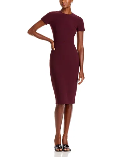 Victoria Beckham Wool-crepe Midi Dress In Mahogany