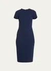 Victoria Beckham T-shirt Fitted Midi Dress With Back Zipper In Blue