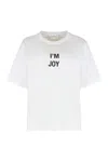 Victoria Beckham Graphic Print Crew Neck Short Sleeve Top In White