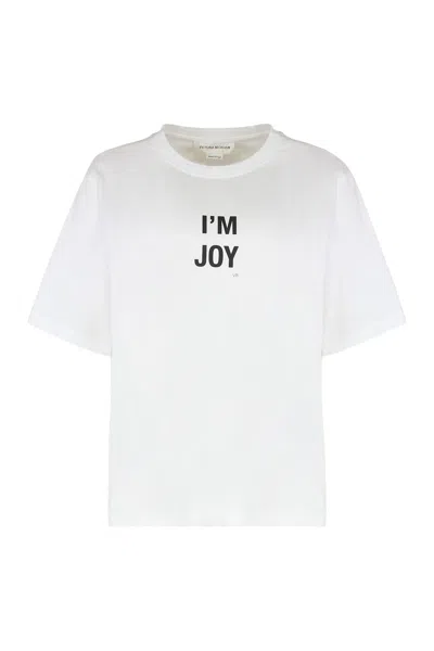 Victoria Beckham T-shirt In Cotton With Print In White