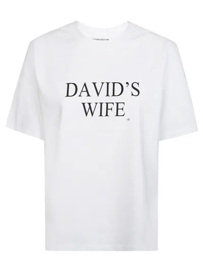 Victoria Beckham White 'david's Wife' Slogan T-shirt