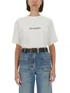 Victoria Beckham Womens White Logo-print Regular-fit Organic-cotton Jersey T-shirt Xl