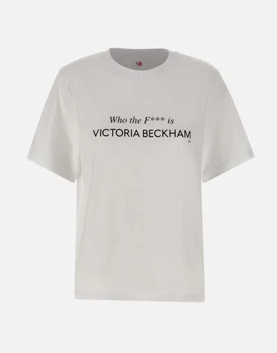 Victoria Beckham Printed Crew-neck Graphic Half-sleeved T-shirt In White