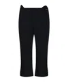 Victoria Beckham Buttoned Cuff Cropped Wool Trousers In Black