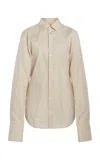 Victoria Beckham Tab Detailed Cotton Shirt In Taupe
