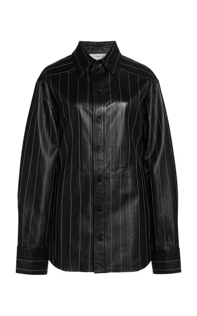 VICTORIA BECKHAM BELT-DETAILED LEATHER SHIRT