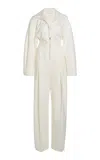 Victoria Beckham Tab Detailed Wool Blend Jumpsuit In Ivory