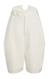 Victoria Beckham Tab Detailed Wool Blend Shorts In Ivory