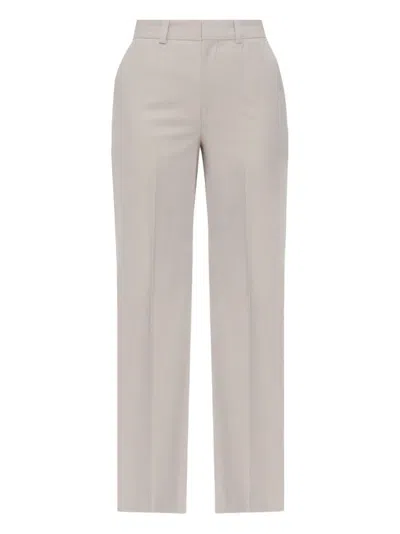 Victoria Beckham Tailored Beige Trousers With Front Fastening In Gray