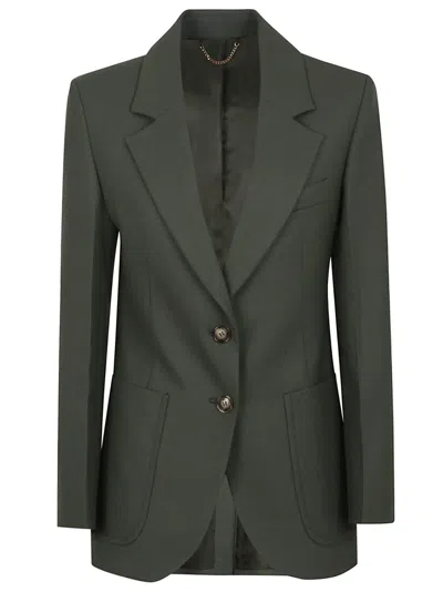 Victoria Beckham Tailored Green Blazer With Classic Lapel