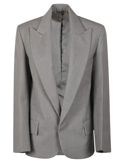 Victoria Beckham Tailored Grey Blazer With Structured Silhouette In Gray