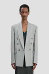 Victoria Beckham Womens Blue Grey Multi Tailored Double-breasted Wool Jacket In Multi