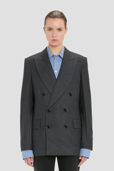 Victoria Beckham Tailored Jacket In Grey Melange In Brown