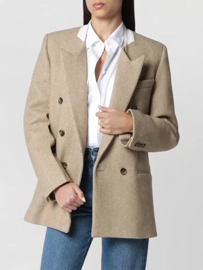 Victoria Beckham Tailored Jacket Structured Shoulders Notched Lapels In Brown
