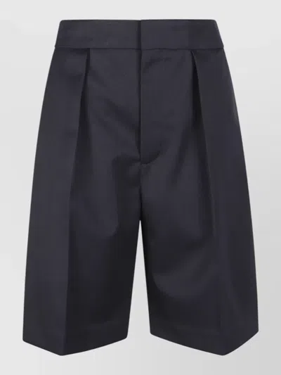 Victoria Beckham Tailored Shorts Pleated Front Back Pockets In Blue