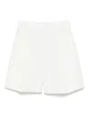 Victoria Beckham Off-white Pleat Detail Culotte Shorts In White
