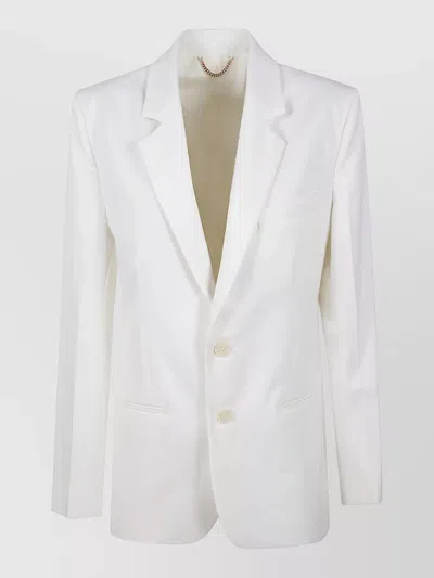 Victoria Beckham Tailored Single Breasted Jacket Notch Lapel In White
