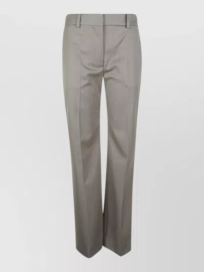 Victoria Beckham Tailored Straight Leg Trousers Belt Loops Pockets In Gray