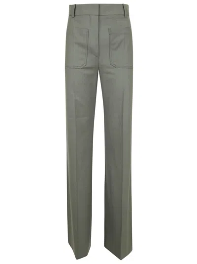 Victoria Beckham Tailored Straight Leg Trousers With High Waist Design In Gray
