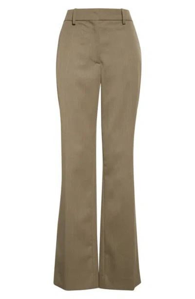 Victoria Beckham Tailored Straight Leg Wool Blend Trousers In Gray
