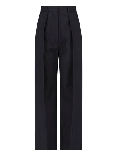 Victoria Beckham Tailored Straight-leg Trousers With High Waist In Black