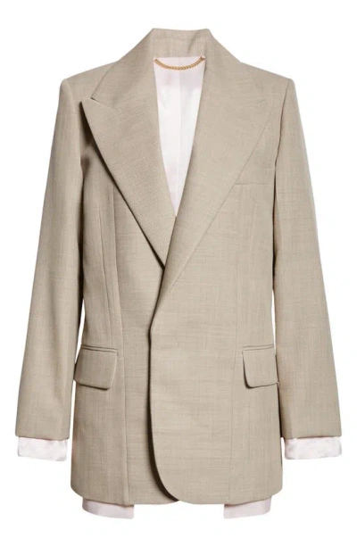 Victoria Beckham Tailored Virgin Wool Blazer In Sesame