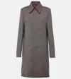 Victoria Beckham Womens Deep Mahogany Single-breasted Boxy-fit Wool Coat In Grey