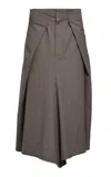 Victoria Beckham Tailored Virgin Wool Midi Skirt In Gray