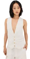 Victoria Beckham Womens Bone V-neck Regular-fit Woven Waistcoat In Bone