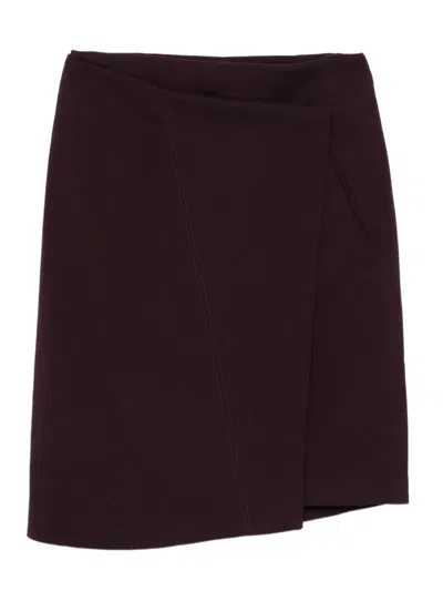 Victoria Beckham Tailored Wrap Skirt In Burgundy