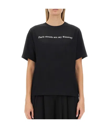 Victoria Beckham Text-print Organic Cotton T-shirt In Black-paris Stree