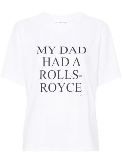 Victoria Beckham Womens White My Dad Had A Rolls-royce Cotton-jersey T-shirt Xl