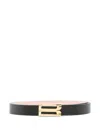Victoria Beckham Textured Black Belt With Gold-tone Buckle In Black