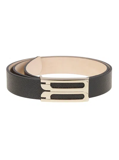 VICTORIA BECKHAM TEXTURED CALF LEATHER METALLIC BUCKLE BELT