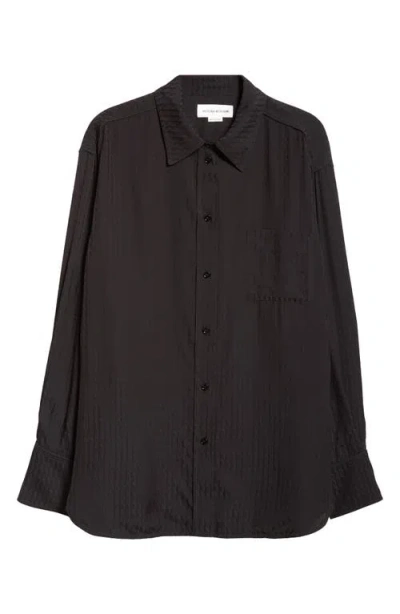 Victoria Beckham Textured Stripe Pajama Shirt In Black