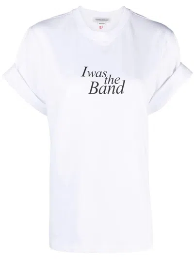 Victoria Beckham Slogan Tee I Was The Band In White