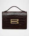 Victoria Beckham The Dorian Croc-embossed Leather Crossbody Bag In Espresso