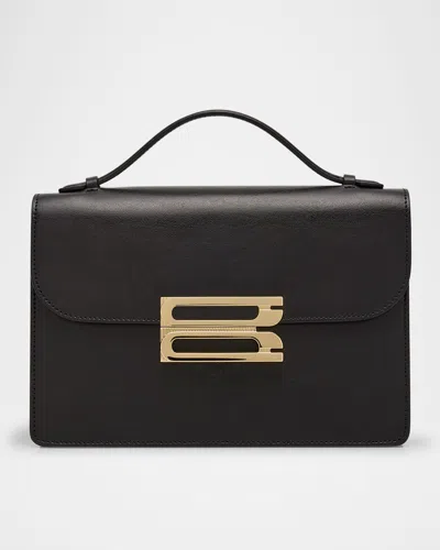 Victoria Beckham The Dorian Flap Leather Shoulder Bag In Black